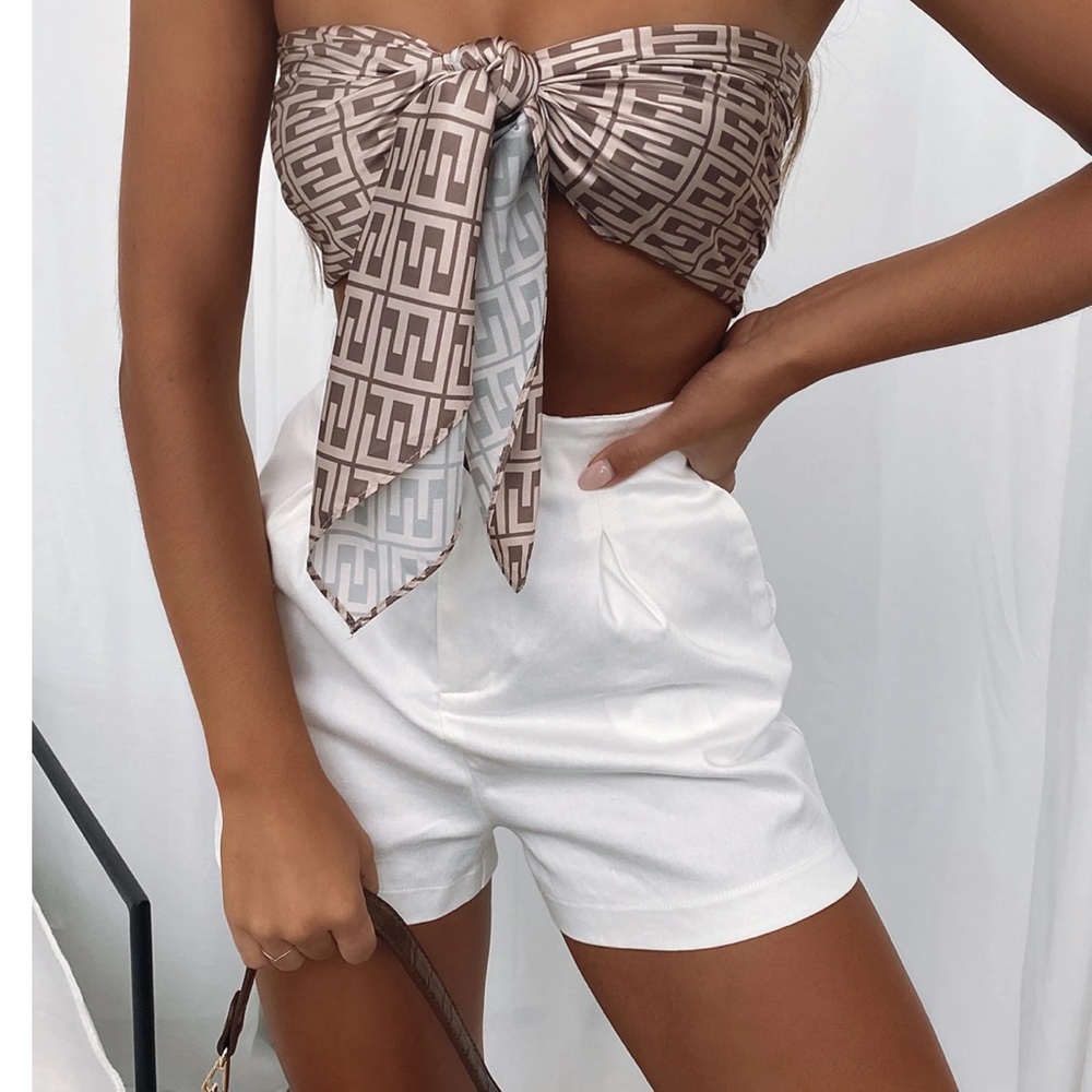 White high rise shorts
